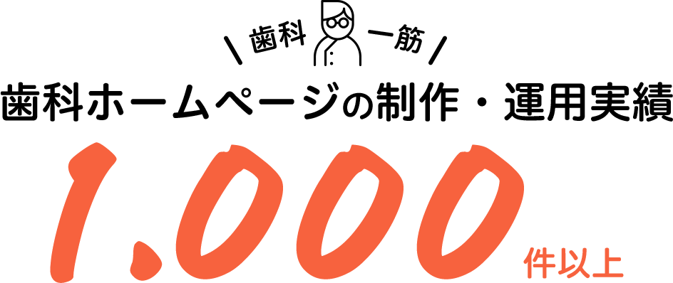 歯科一筋!歯科ホームページの制作・運用実績1,000件以上